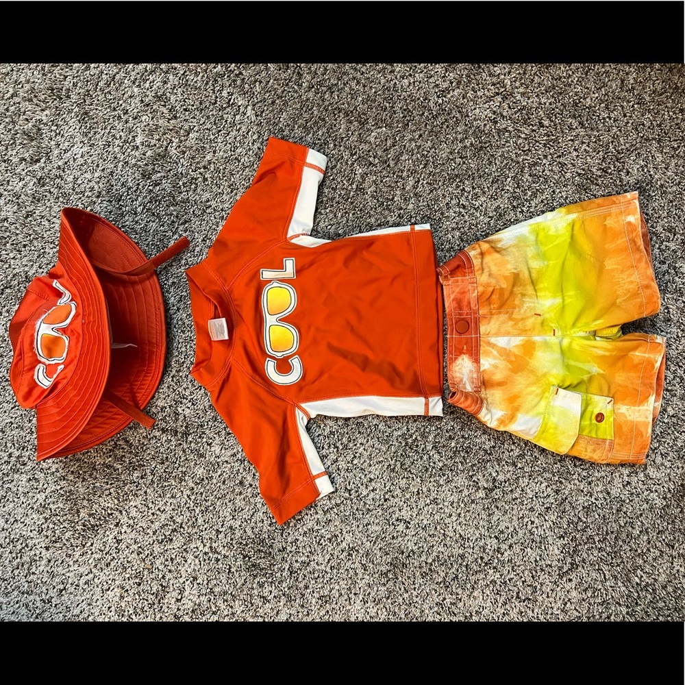 Get the matching set and extra swim trunks free!